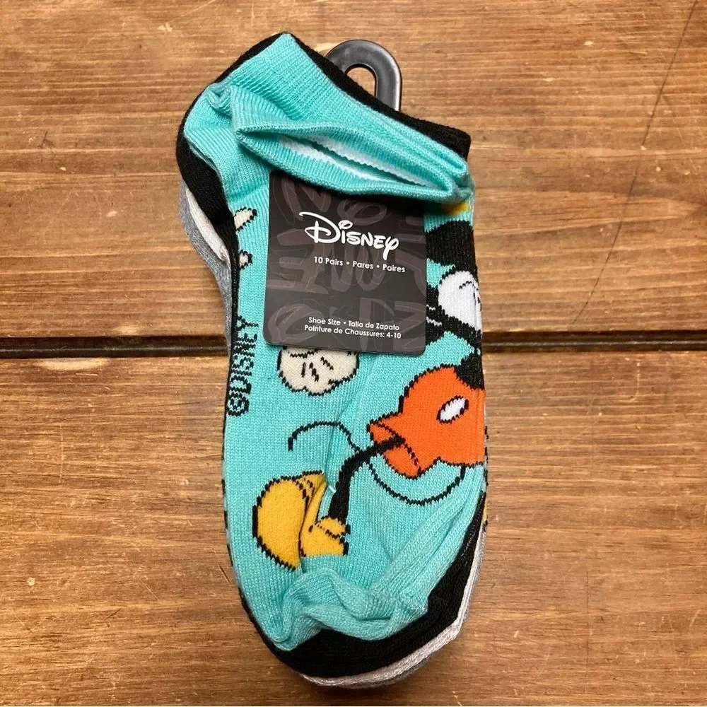 Disney Character Low Cut Socks 10 Pairs NWT Mickey Mouse Donald Duck